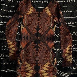 FP Patterned long sleeve sweater mini dress